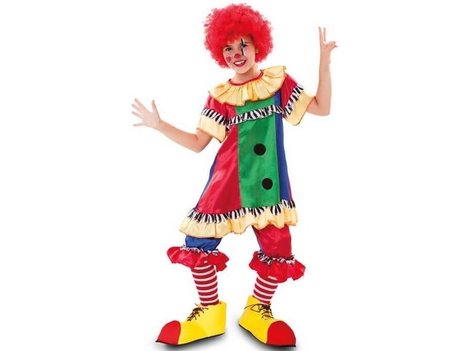 Disfraz de Niña DISFRAZZES Payasita Rojo Y Azul (Talla: 5 a 6 años)