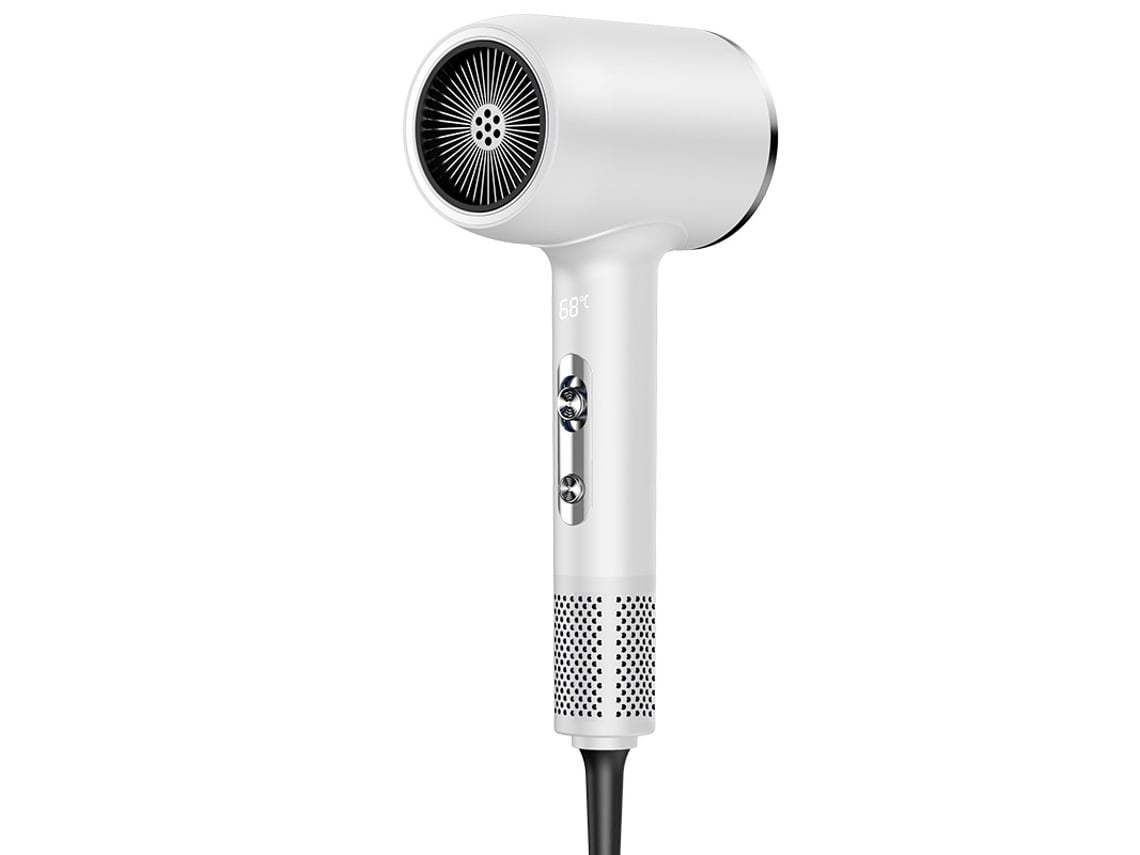 Secador de Pelo 2.400W 150.000 Rpm 6 Configuraciones de Iones 3 Accesorios de Peinado Magnéticos Difusor Pantalla de Temperatura Blanco YEMAESRE