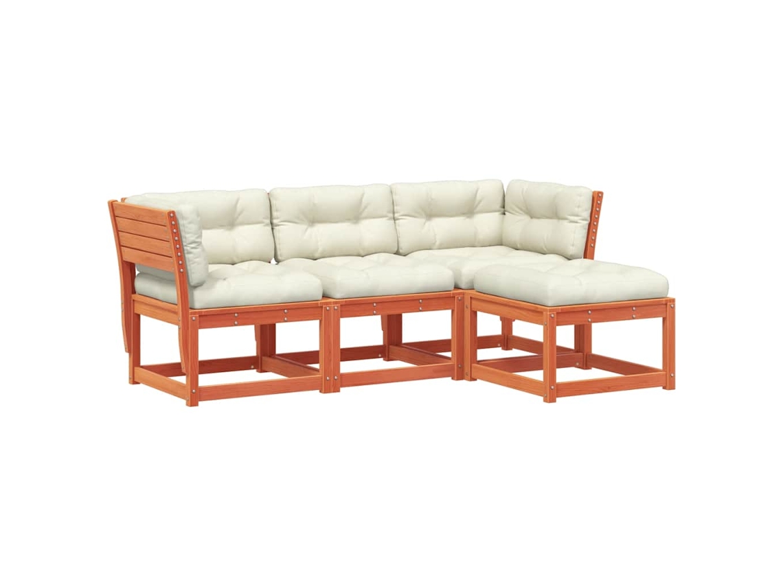 Maison Exclusive - Set Muebles Jardín 4 Pzas Con Cojines Madera Pino Marrón Cera
