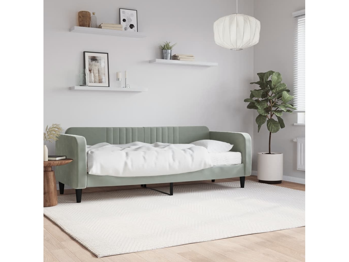 Sofá Cama Con Colchón Terciopelo Gris Claro 80x200 Cm