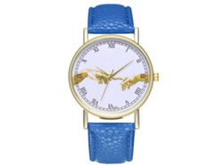 Reloj De Pulsera Analógico De Cuarzo Con Correa De Pu Patrón Clásico Mujer (azul Real)