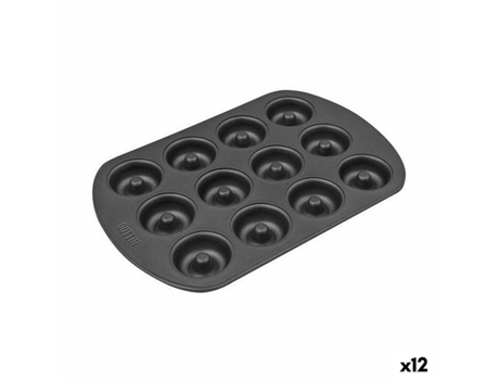 Molde para Horno QUTTIN Rosquillas Acero al carbono Negro 26,5 x 18 x 2 cm (12 Unidades)
