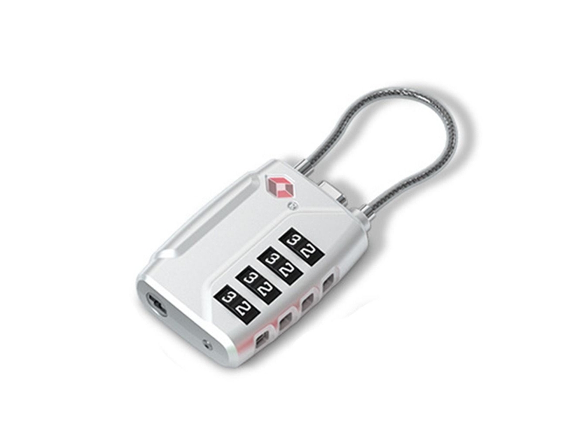 Candado antirrobo (plateado) con combinación de cuatro dígitos, herramienta portátil de inspección de seguridad TSA