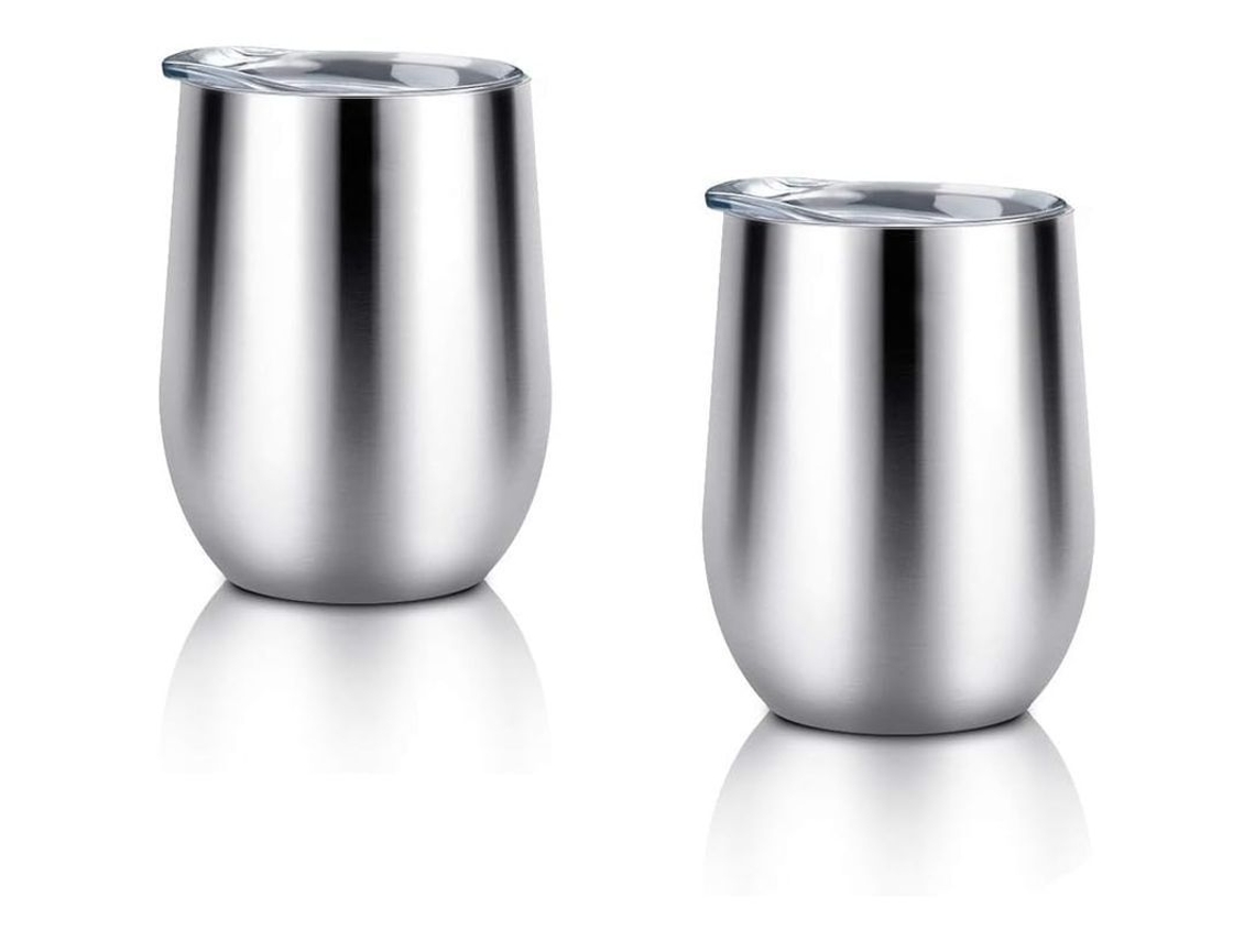 Copas De Vino Aisladas Con Tapa, 355 Ml, Acero Inoxidable, Doble Pared, Aislamiento Al Vacío.