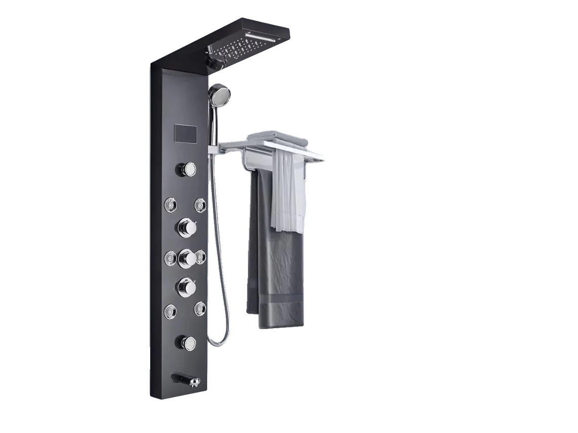 Panel de ducha con función de lluvia y cascada, luz LED con indicador de temperatura, S8009 Negro OEM