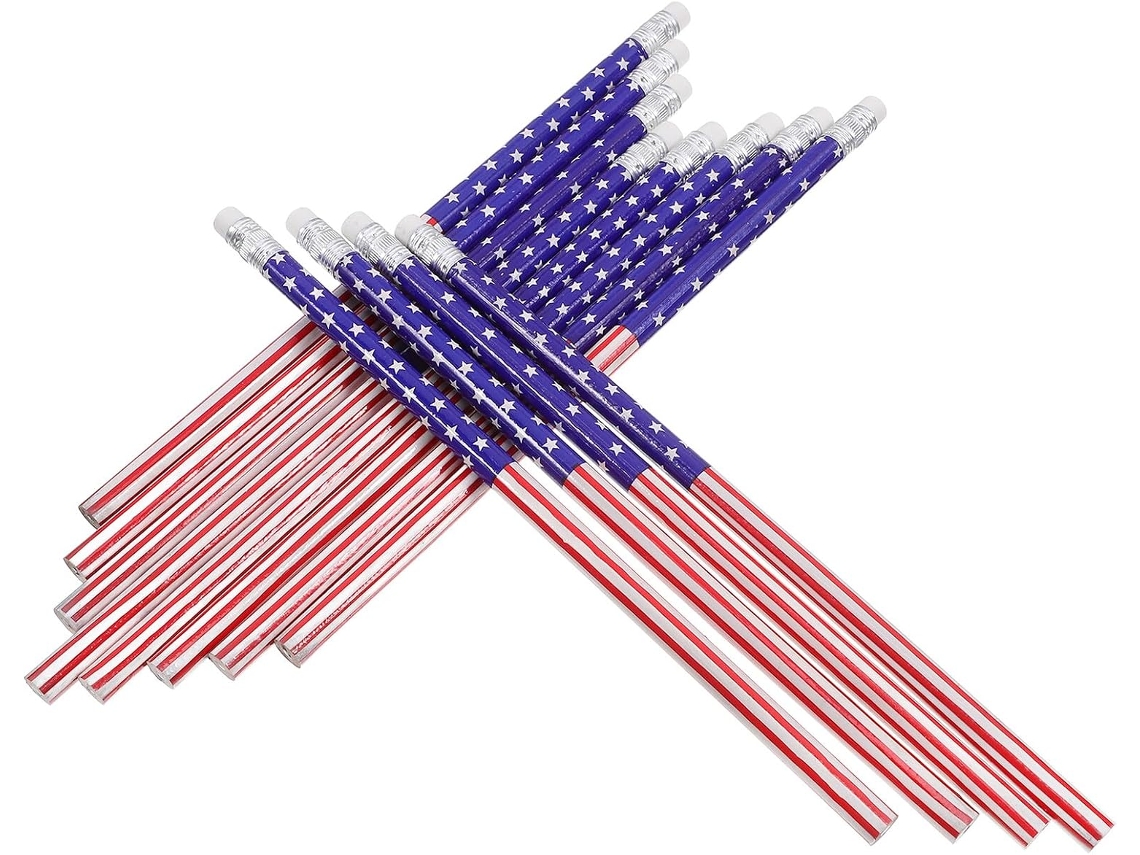 Besportble Lápices De Madera Healeved Y La Bandera Estadounidense 19,00 X 1,00 X 1,00 Cm Pulgadas -informac...