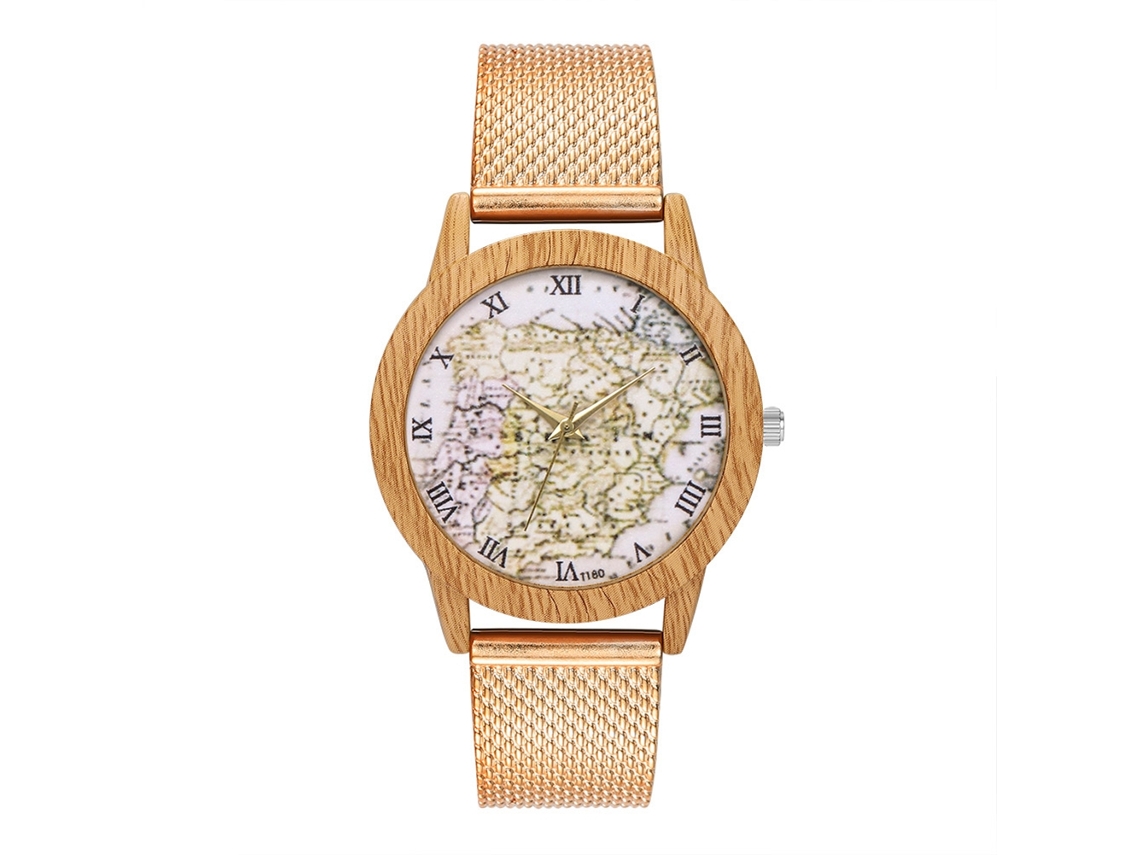 Reloj De Pulsera Analógico De Cuarzo Con Correa De Malla Oro Rosa Para Mujer Y Hombre
