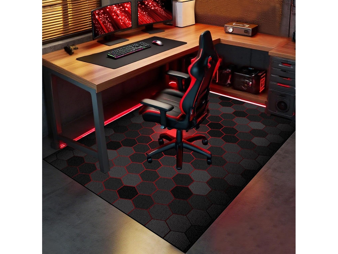 Tapete Cadeira Escritório Protetor Piso Antiderrapante 90 X 110 Cm Madeira Gamer, Escritório, Mesa Pisos