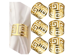 2026-juego De 6 Anillos Para Servilletas De Metal Dorado Con Corte Hueco Para Mesa De Comedor