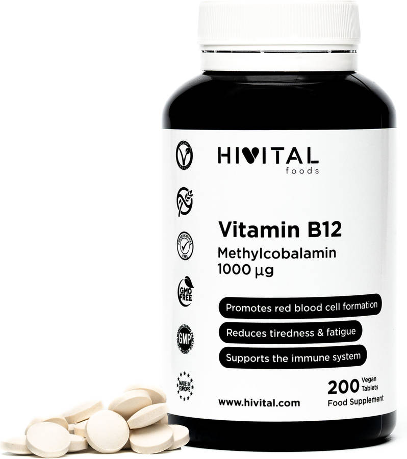 Complemento Alimentar HIVITAL Vitamina B12 Metilcobalamina (200 Comprimidos Veganos)