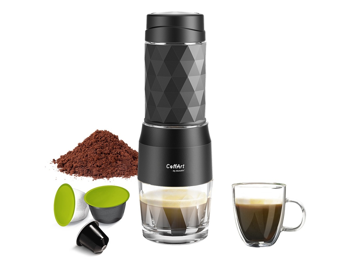 BIOLOMIX Hs8439 Cafetera Portátil 13-18Bar Cápsula De Presión Manual Café Molido Contenedor De Agua 80Ml