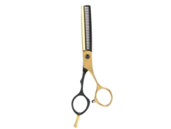 Tesoura de cabeleireiro profissional 2026 para corte e aparar cabelo, tesoura de desbaste em aço inoxidável, dourada e preta, 14 cm (5,5 polegadas).