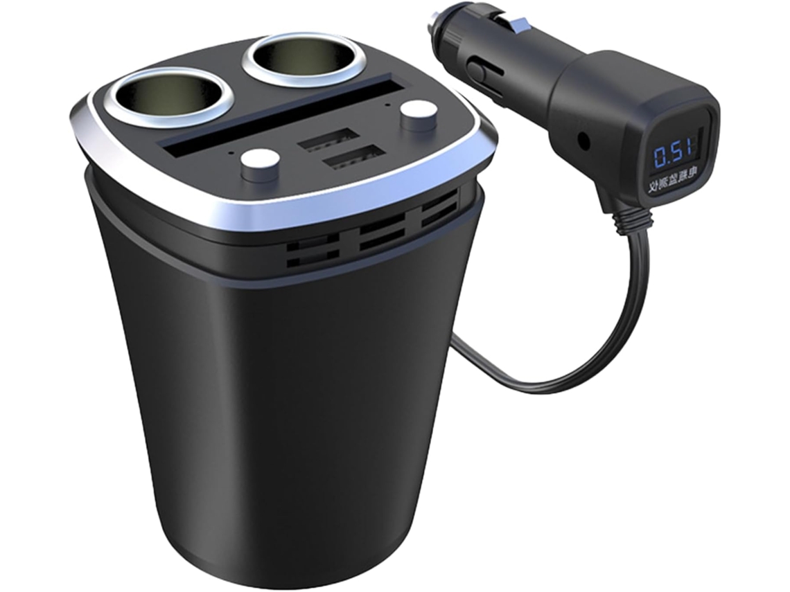 Adaptador De Carga Para Coche 4 En 1 Con Indicador De Voltaje, Carga Rápida Y Divisor Usb De 2 Puertos.