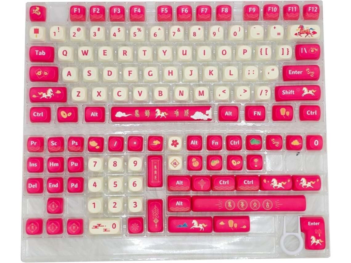 Teclado PBT de 128 teclas con perfil MOA. ¡Buena suerte en el Año de los Caballos! SFUSHOS