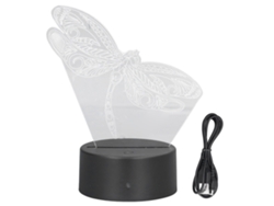 Lámpara decorativa 3D con USB, luz nocturna LED de 7 colores con diseño de libélula, recargable por USB