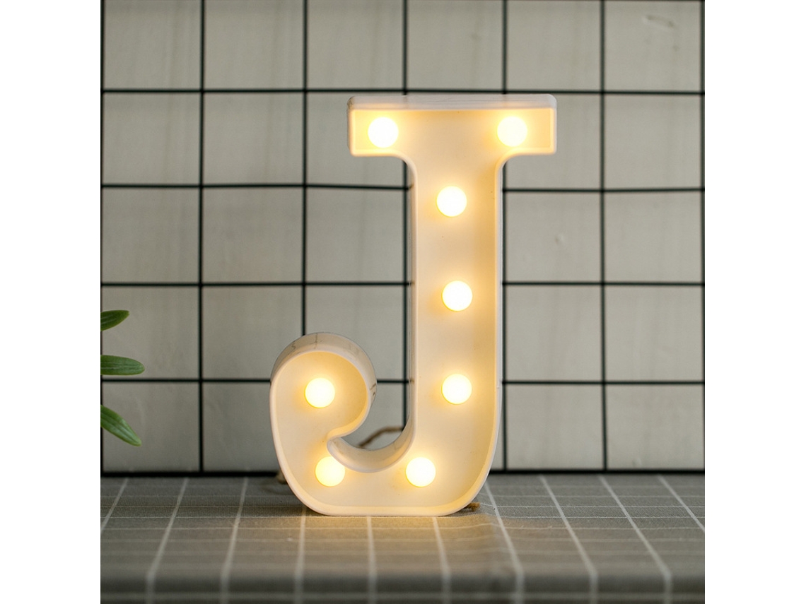 Letras Led Del Alfabeto Con Luz Blanca Cálida Para Decoración Del Hogar, Fiestas, Bares, Bodas O Festivales (j)