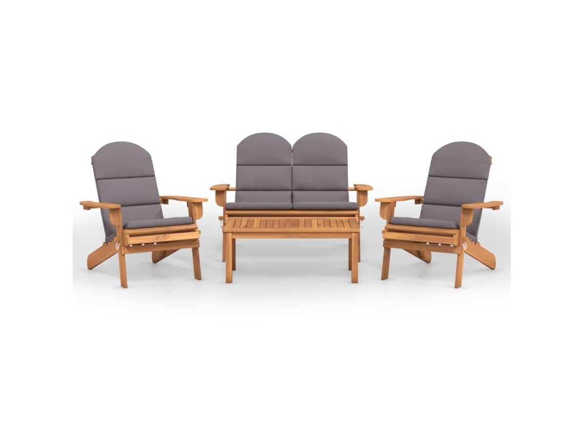 Conjunto 4 de muebles de jardín Adirondack VIDAXL madera acacia