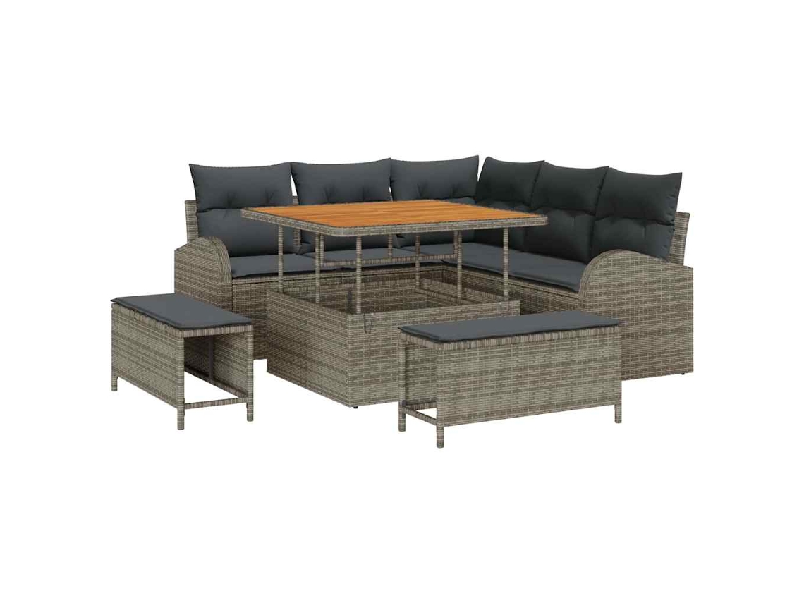 Maison Exclusive - Juego de sofá de jardín de 8 piezas con cojines, color gris