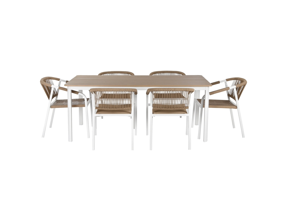 Set 7 Mesa Comedor Aluminio 6 Sillas 180x90x75cm