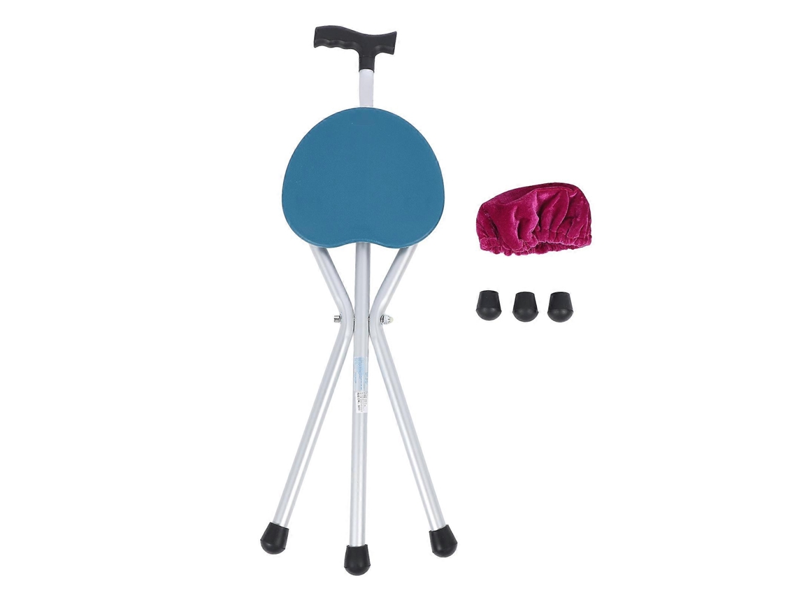 Bastón plegable con asiento ajustable, empuñadura antideslizante, mango ergonómico, ligero, para personas mayores.