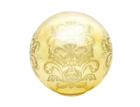 Tulipa de cristal bola ÁMBAR con dibujo 14cm con boca de 5.5cm