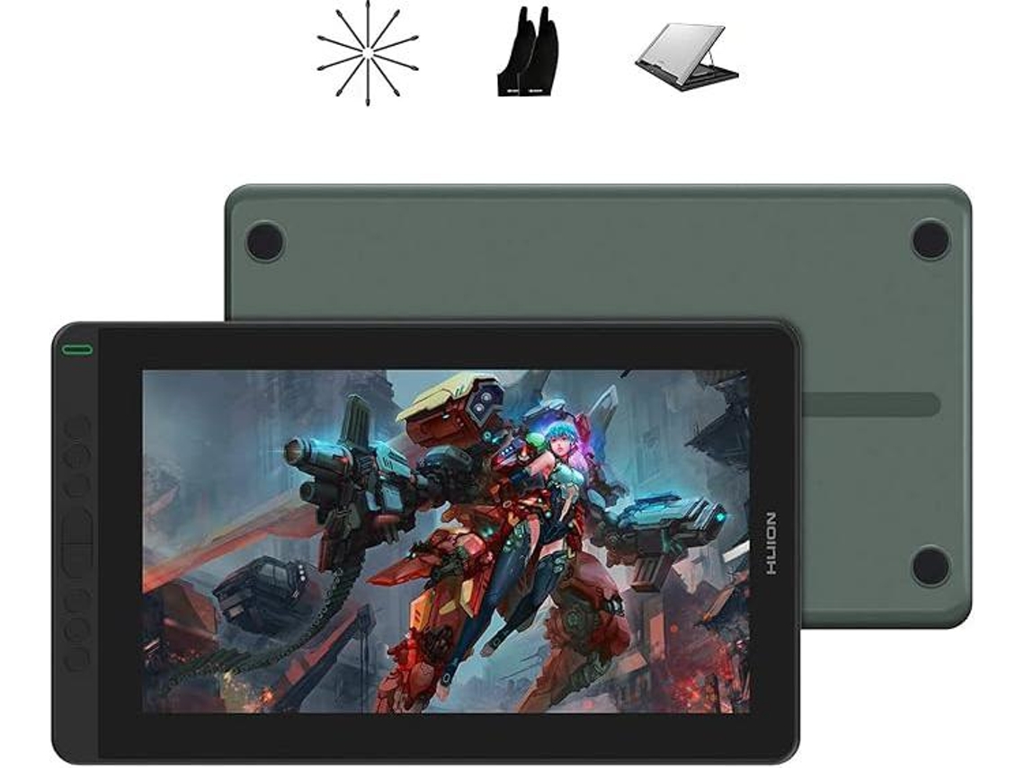 Tablet HUION Gráfico Dibujo y Pantalla Lápiz Kamvas (13.3" - Verde)