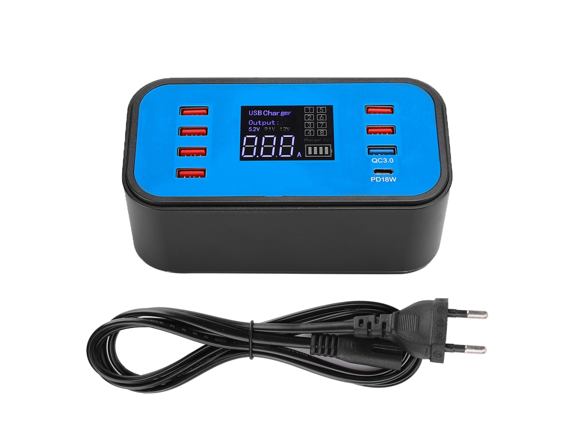 Estación Hub De Cargador Usb De 8 Puertos Con Carga Rápida Inteligente Para Múltiples Dispositivos Simultáneamente