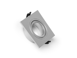 Marco cuadrado basculante para lámpara LED GU10/GU5.3, diámetro 75 mm, color plata, Ledkia