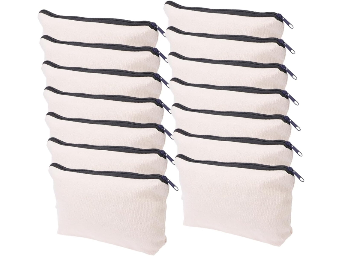 Nuobesty De 14 Bolsas De Maquiagem Em Lona, Estojo De Viagem Com Zíper, Estojo Liso Para