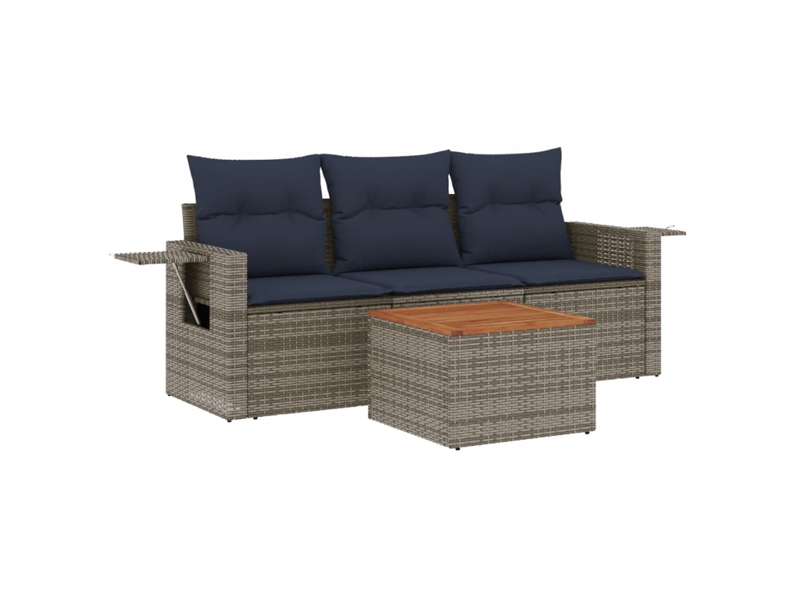 Maison Exclusive - Conjunto De Sofá De Jardín De 4 Piezas Con Cojines, Poliratán Gris
