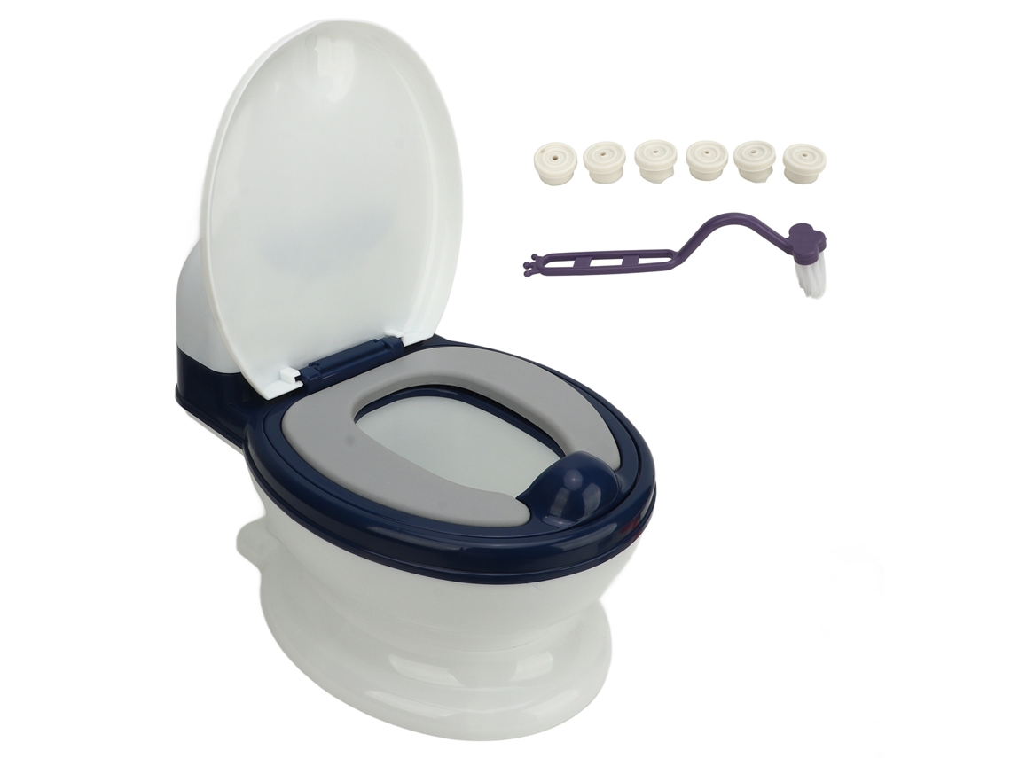 Inodoro De Entrenamiento Para Niños Con Cojín Antideslizante De Pu, Azul Y Blanco.