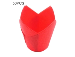2026-farfi 50 Piezas Moldes De Papel Para Cupcakes Tulipán Resistente Al Aceite Y Altas Temperaturas Herramienta Para Hornear