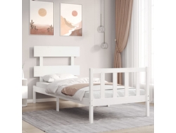 Cama Individualcama Para Adultosestructura De Cama Con Cabecero Madera Maciza Blanco Wsd20739