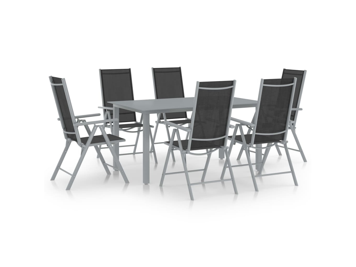 Juego de comedor de jardín de 2 piezas en aluminio plateado y negro de Dkd Home Decor