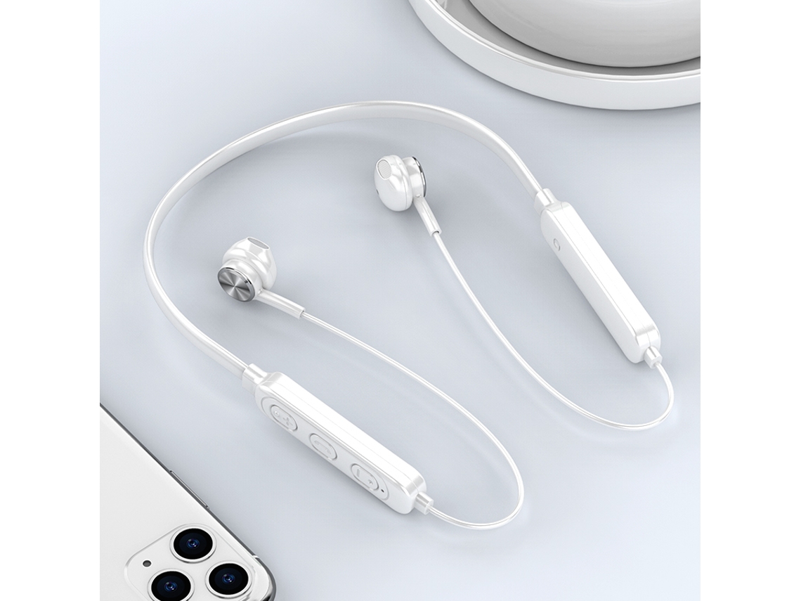 Auriculares Intrauditivos Magnéticos (blancos), Conexión Inalámbrica Bluetooth, Con Micrófono Y Función De Cancelación De Ruido.
