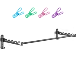 Cambiador Extensible - Cordón Plegable Para Colgar En La Pared - Gancho - Aluminio - Para Lavandería/baño/encimera (negro, 2)