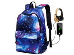 Mochila De Viaje Impermeable Con Diseño De Cielo Estrellado Y Puerto De Carga Usb Para La Escuela, Acampada Y Como Regalo De Cumpleaños.