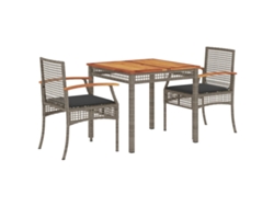 Maison Exclusive - Set Comedor De Jardín 3 Piezas Con Cojines Ratán Sintético Gris