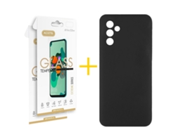 Pack 2 X Película de Vidrio Templado 2.5D + Funda ACCETEL para Samsung Galaxy A16 5G Silicona Líquida Negro