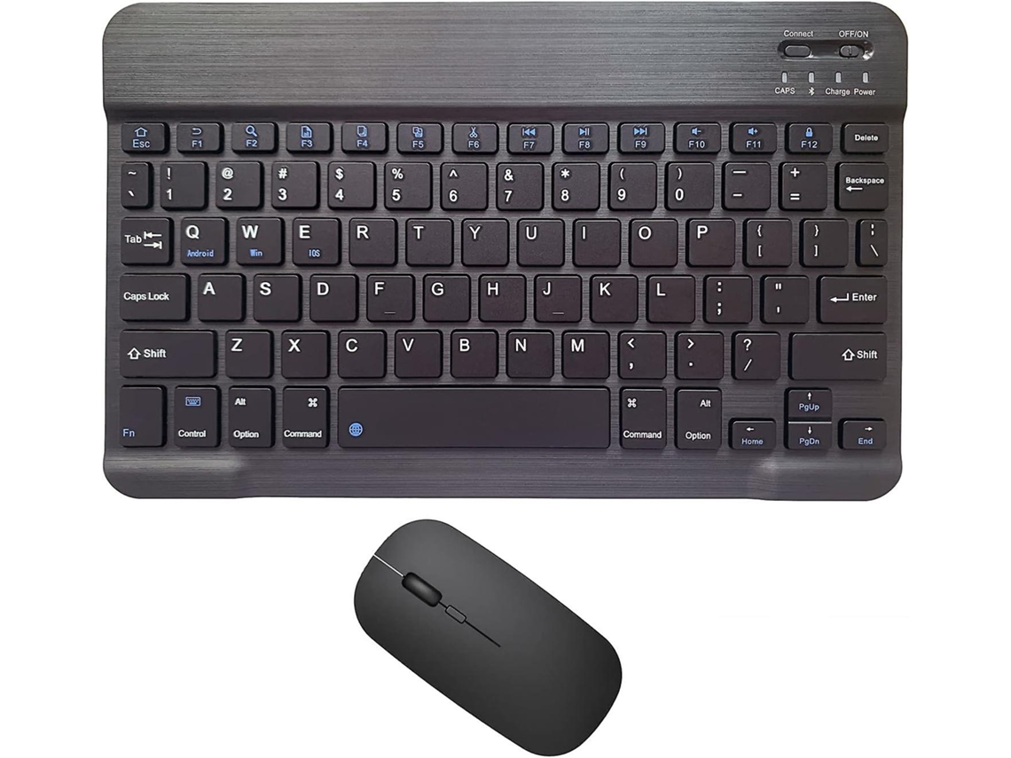 Teclado y ratón Bluetooth recargables, ultrafinos, portátiles e inalámbricos para Android e iOS, color negro