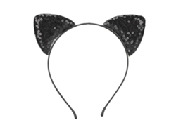 Tiara Reversible De Lentejuelas Negras Con Orejas De Gato - Accesorio Para El Cabello De Mujer