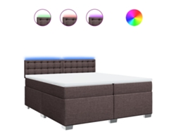 Maison Exclusive - Cama Box Spring Con Colchón Tela Marrón Oscuro 200x200 Cm