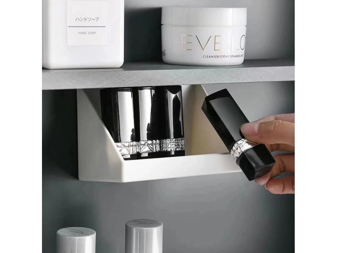 Caixa De Armazenamento Adesiva Sem Furos, Adequada Para Colocar Debaixo De Uma Prateleira, Para Guardar Cosméticos E Batons.