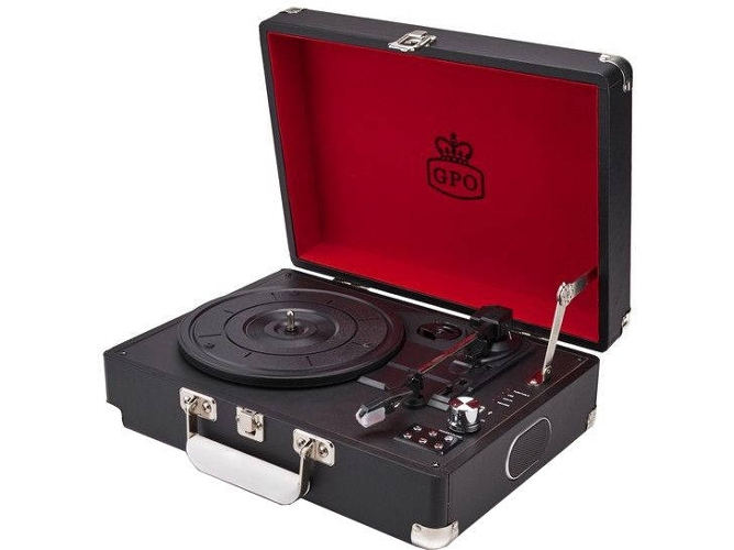 Gpo Attache Tocadiscos para vinilos con diseño de y altavoces integrados negro jet usb turntable retro