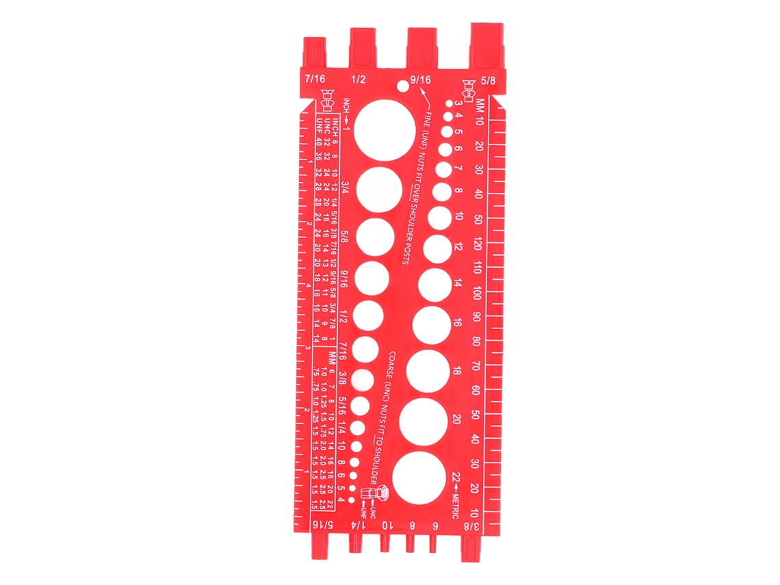 Calibrador Multifuncional Para Tornillos, Tuercas Y Roscas (pulgadas Y Métricas) Para Taller/garaje - Rojo