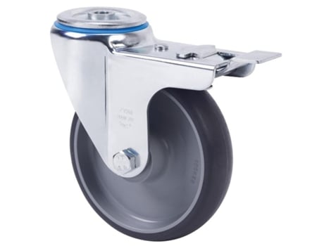 Rueda giratora aguj.m12 freno 20zvlfd100-pgzn poliamix-goma gris inyect.liso ALEX