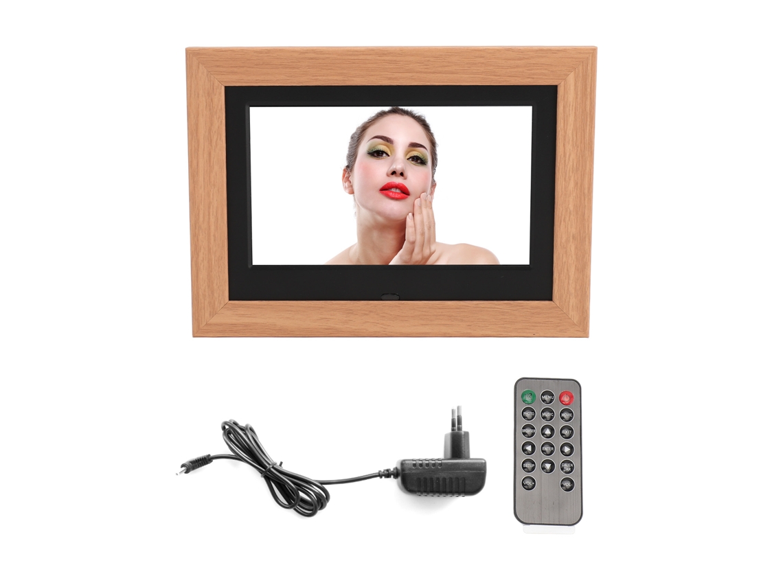 Marco De Fotos Digital De Madera Ips Hd De 7 Pulgadas Con Control Remoto Inteligente