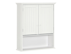 Armario De Pared Para Baño Con 2 Puertas Y Estante Abierto, Compacto, Blanco, 60x20x70 Cm.
