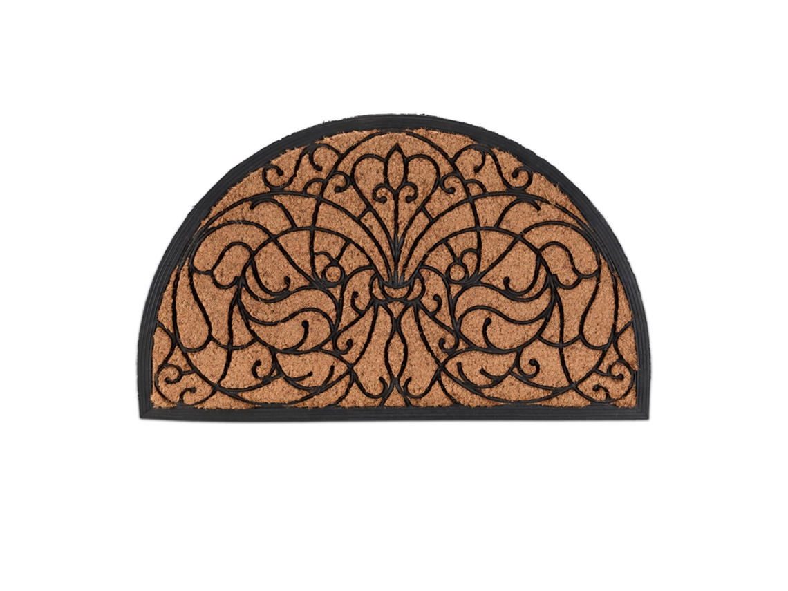 Relaxdays Felpudo Semicircular, Alfombrilla Entrada, Coco Y Goma, Medialuna, Elegante, 100x60cm, Antideslizante, Natural