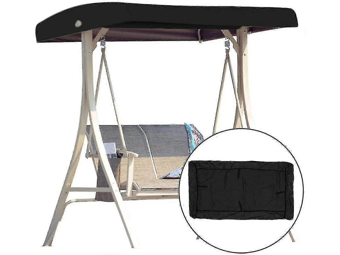 Techo Reemplazo Para Columpio Jardín Universal Resistente Al Agua Uv 2-3 Asientos 191x120cm Negro